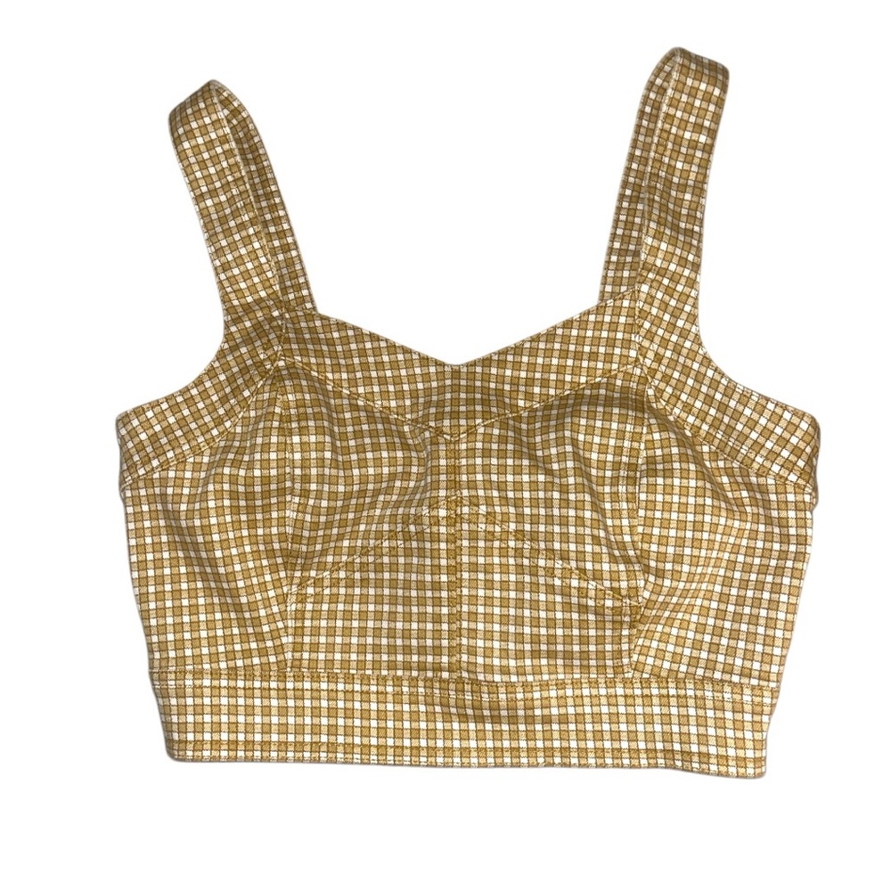 Madewell Denim Supercrop Tank Top in Mini Check- Size 00 - Picture 8 of 11
